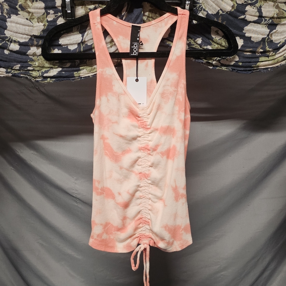 3/$25 🆕 Bobi Los Angelos Tie Dye Ribbed & Ruched | Racer Back Tank Top Size XS